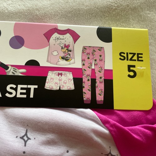 Disney Junior Minnie Mouse Believe kids 3 Piece Pajama Set pink multi Size 5 New - Picture 2 of 6