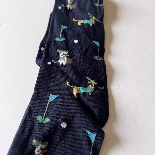LORENZO UOMO MENS FINE ITALIAN COTTON SOCKS GOLF DOG PRINT NAVY 10-13 OS NWT - Picture 5 of 10
