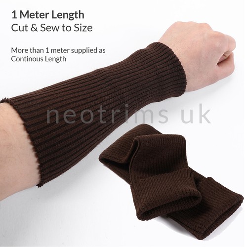 Knit Rib Cuff Stretch Ribbed Fabric Cuffing Trim Revamp Clothing Jacket 1 Pair - Picture 20 of 92