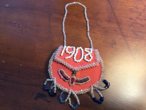Antica borsa, borsa souvenir nativi irochesi con perline, datata 1908 - Foto 2 di 7