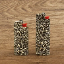 Pure Copper Handmade Four Beast Lighter Case is Suitable for BIC j3 j5 Lighter