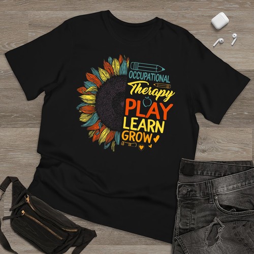 Ergotherapie Vintage Sonnenblume Therapeut Assistent T-Shirt Herren Damen NEU - Bild 2 von 9