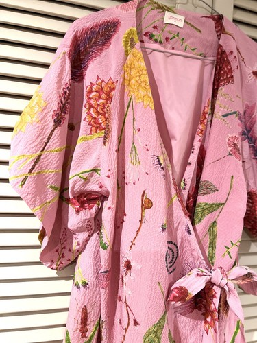Gorgeous GORMAN “Birds & Bees” Silk Kimono Wrap Dress - size M - Picture 3 of 5