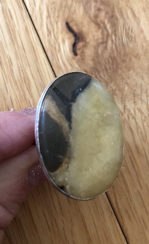 Yellow Mountain Lion Jasper Ring Size 8.5 Oval Artisan Southwest - Picture 3 of 6