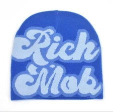 Rich Mob Y2K beanie Skully Hip Hop Fashion In Blue