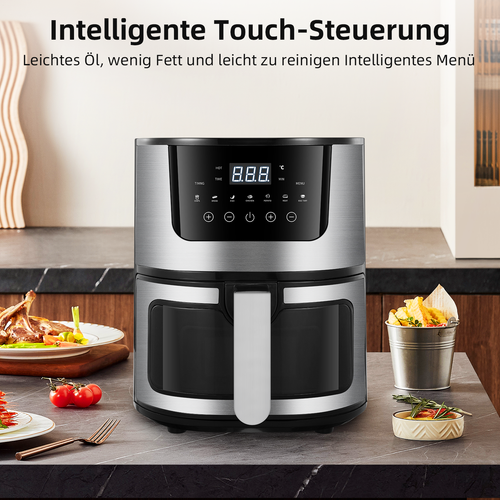 6L Heißluftfritteuse Fritteuse Heißluft Digitale Edelstahl Air Fryer XXL 1300W - Bild 9 von 12