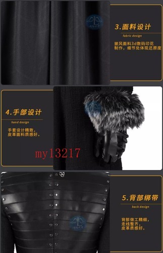 Game of Thrones 8 Sansa Stark Set Costume Vestito Fantasia Mantello Abiti Costume Cosplay - Foto 12 di 13