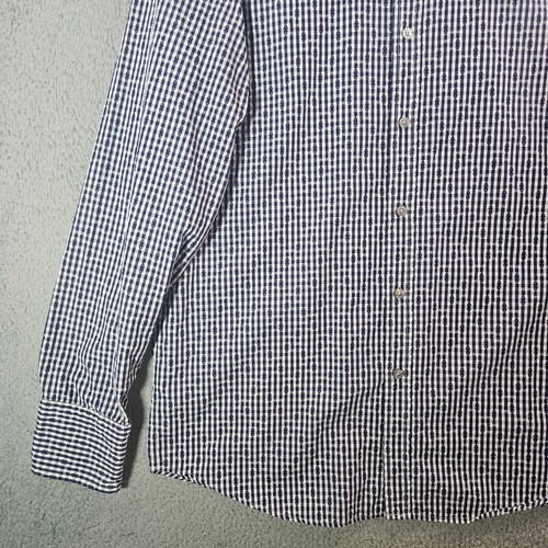 Boss Hugo Boss Shirt Men XL Button Up Long Sleeve Pattern Black White Plaid - Picture 2 of 12