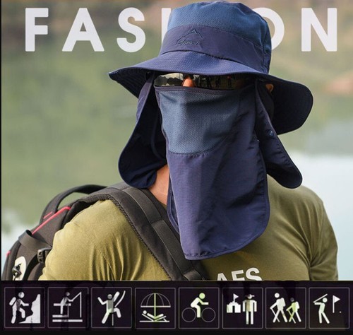 Men Women Wide Brim Sun Hat with Neck Flap UPF 50+ Hiking Safari Fishing Cap USA - Picture 39 of 51