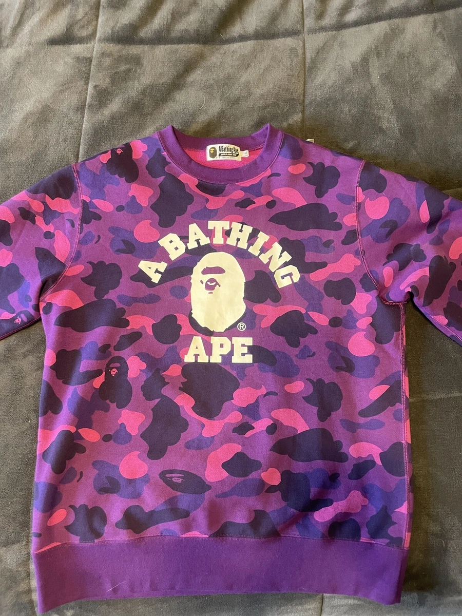 Bape purple sales camo crewneck