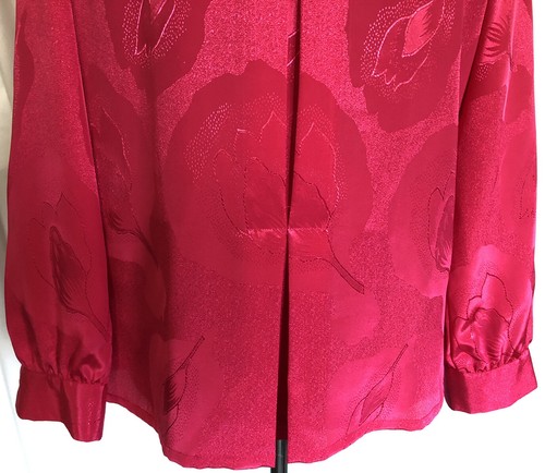 Vintage Susan Hutton Hot Pink glänzend Rollkragen Bluse Knopfleiste Gr. 8-167 - Bild 3 von 10