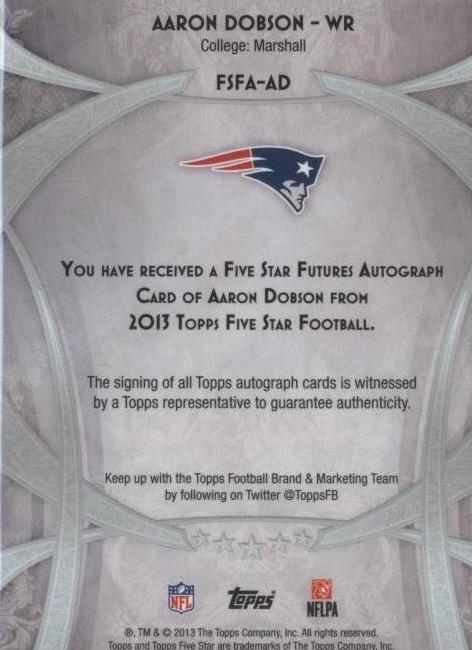 2013 Topps Five Star Aaron Dobson #FSFA-AD