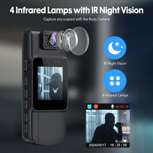 1080P Body Camera Portable Night Vision Police Cam Video Recorder Motion DVR 5Hr - Picture 3 of 15