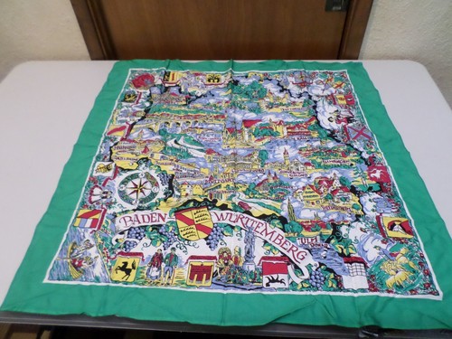 Beautiful Vintage Baden Wurttemberg German Designed Decorative Scarf-30" x 30"