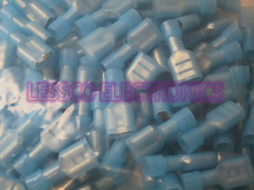100 Pcs. Female Insulated Wire Terminal Blue 16-14 Ga AWG Quick connectors - Picture 1 of 2