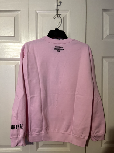 Sudadera Ariana Grande Dangerous Woman Tour Cuello Redondo 2017 Rosa Talla Pequeña NUEVA - Imagen 9 de 10