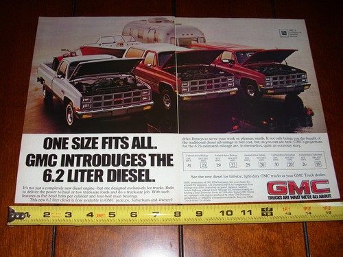 1982 GMC 6.2 DIESEL PICK UP BLAZER SUBURBAN - ORIGINAL 2 PAGE AD - Picture 1 of 3