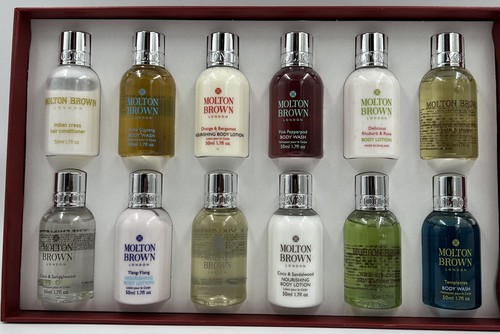 Molton Marrón Lavado Corporal Loción Acondicionador Aceite Corporal 12x 50 ml Juego de Regalo - Imagen 1 de 5