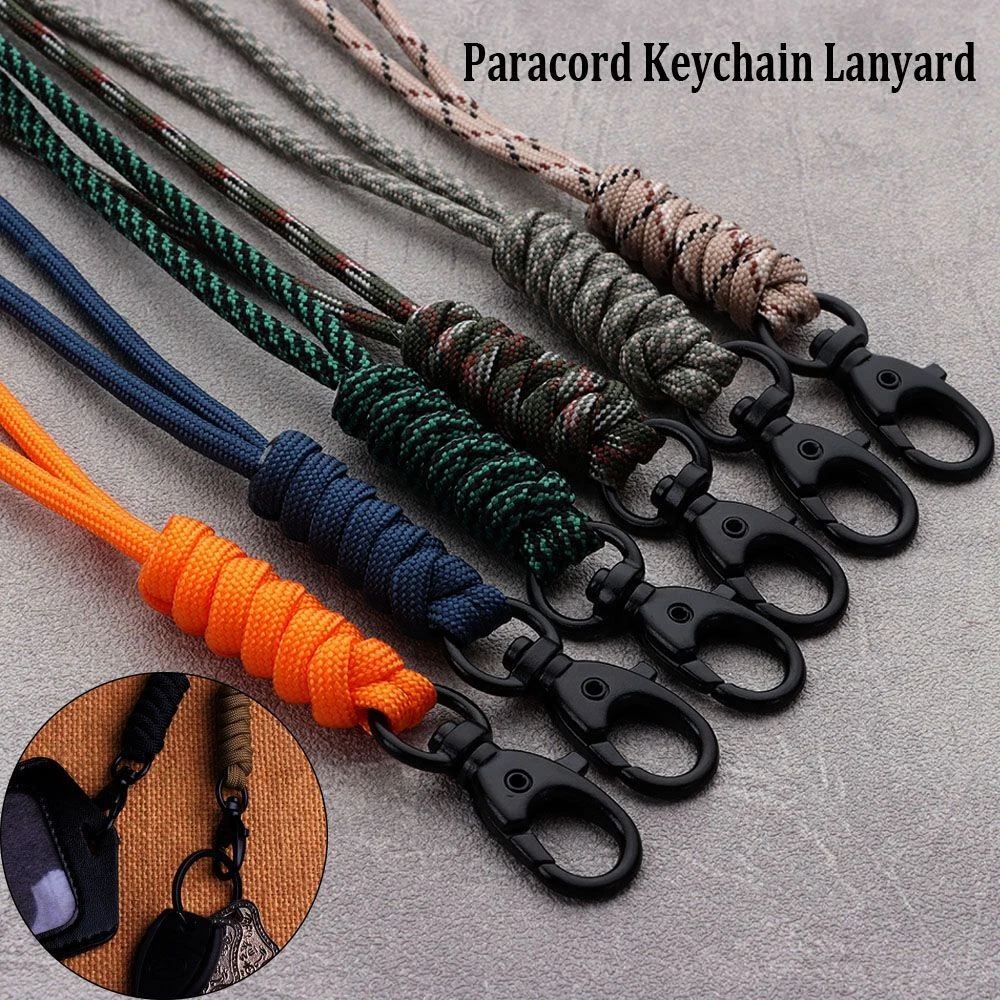 Backpack Paracord Keychain Parachute Cord Key Ring Lanyard Rotatable Buckle