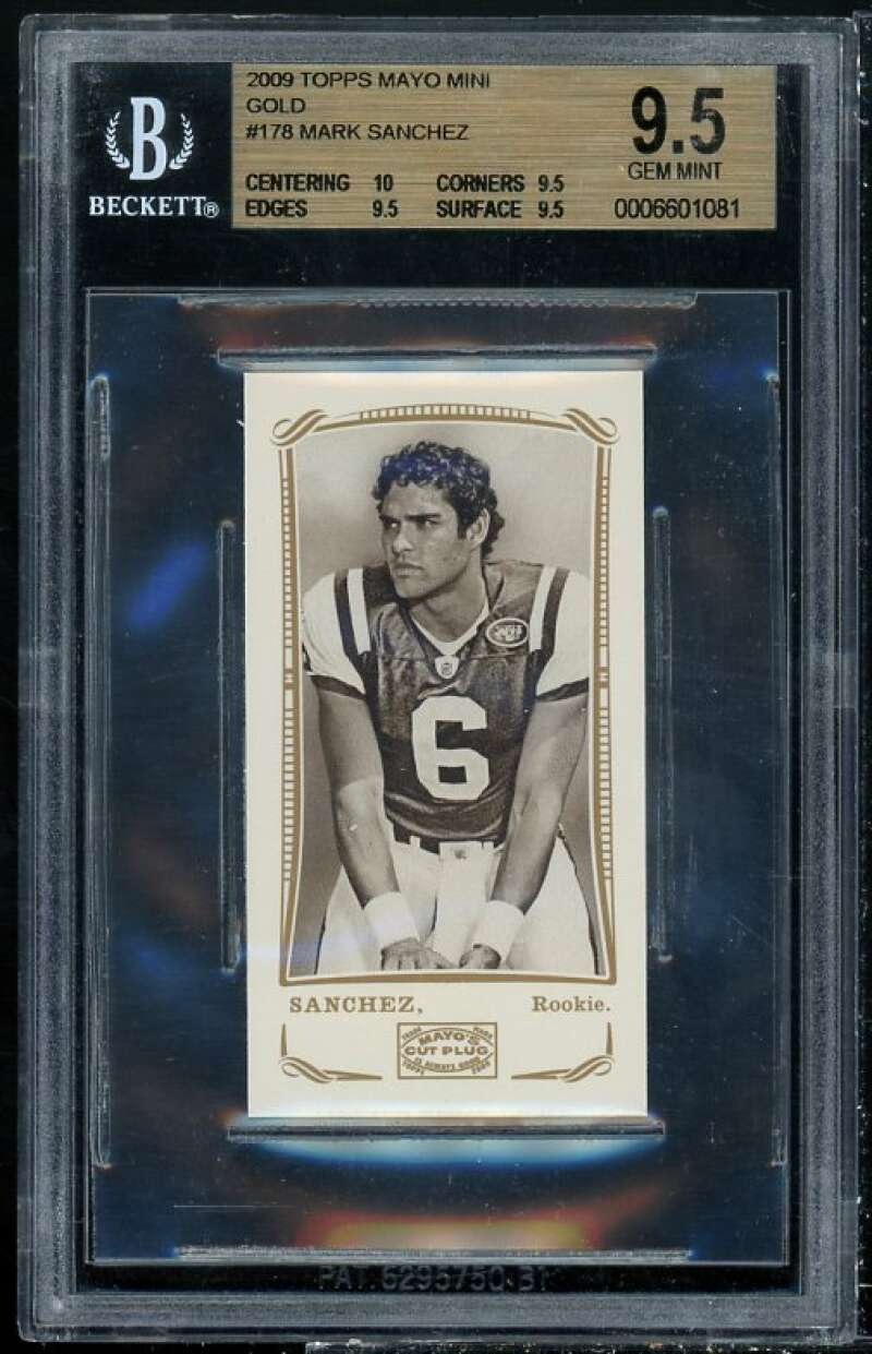 Mark Sanchez Rookie 2009 Topps Mayo Mini Gold #178 BGS 9.5 (10 9.5 9.5 9.5)