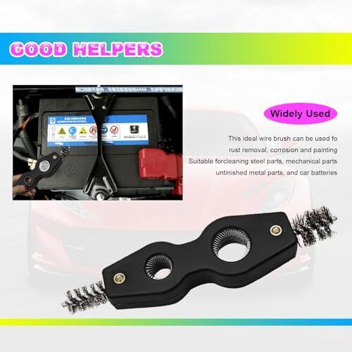 4 in 1 Car Battery Terminal Cleaners Anti-Corrosion Steel Wire Brush black - Picture 2 of 7