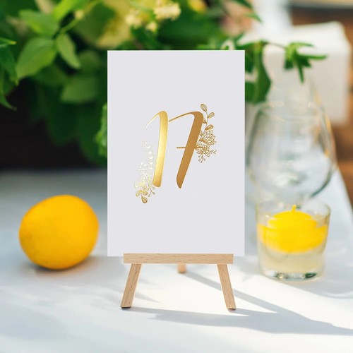 Wedding Table Card Numbers 1-25 Elegant Gold Foiled venue table numbers 300gsm - Picture 5 of 8