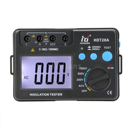 HDT20A LCD Isolationsmessgerät Meter Isolationsprüfer Megohmmeter Voltmeter RI2I