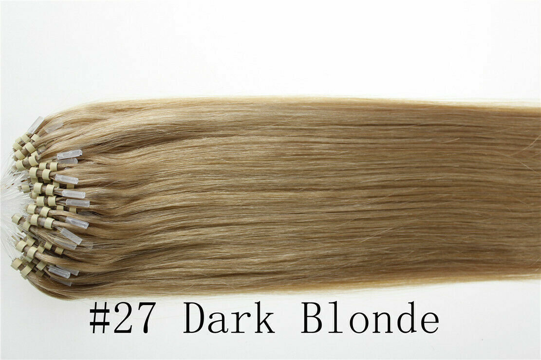Double Silicone Beads Micro Ring Link Loop Russian Remy Human Hair Extensions 1g 2022