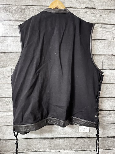 Motorrad Herren Leder / Denim Biker Club Schwarz Neu Weste - Bild 2 von 4