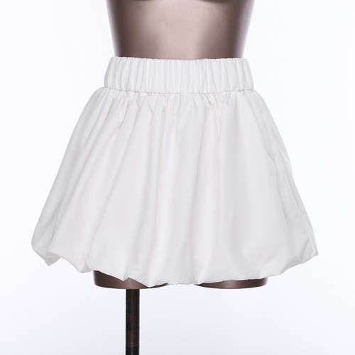 Womens High Waist Puff Skirt Elastic Waist Ruffled Pleated Hem Bubble Skirts - Picture 8 of 85