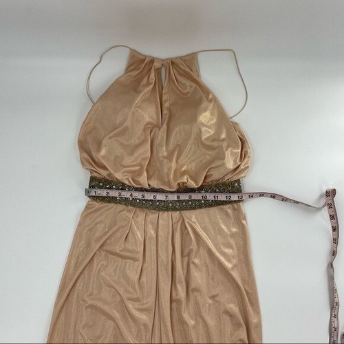 Aidan Mattox Metallic Halter Beaded Maxi Length Gatsby Glam Formal Gown Dress 2 - Picture 10 of 15