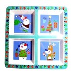 Holiday Serving Platter 4-Section Melamine Plate Santa Snowman Deer Tree Gift