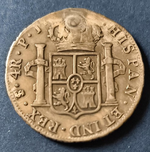 - BOLIVIEN - POTOSÍ - 4 REALES 1808 PJ - CARLOS IV - GESTECKT - Bild 2 von 2