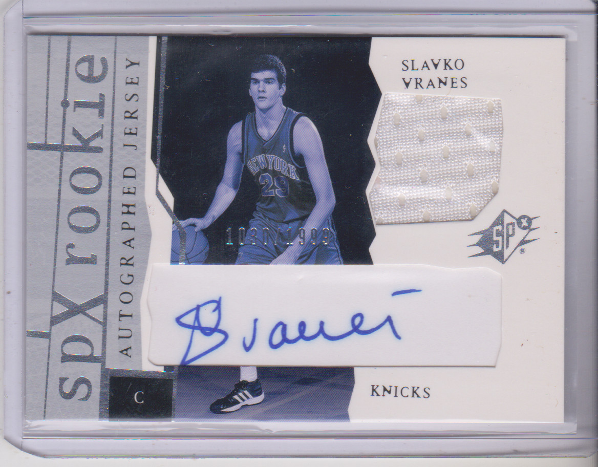 2003-04 SPx Slavko Vranes Rookie jersey autograph 1030/1999 New York Knicks