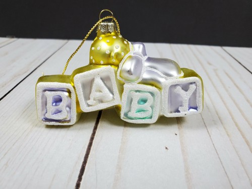 LOT Of 2 Christmas Ornaments Baby Bottle & Duckie/ Blocks Spelling "Baby" - NWOB - Picture 2 of 7