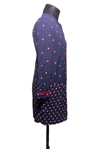 Joules Blouse Women Small Tunic Top Contrasting Polka Dot Pockets Size 8 - Picture 7 of 13