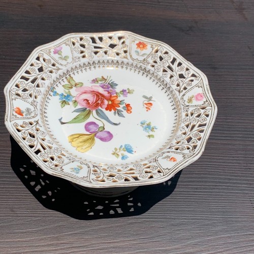 RW Retsch Bavaria Dresden Flowers Reticulated Pedestal Plate Compote Schumann - Picture 5 of 11