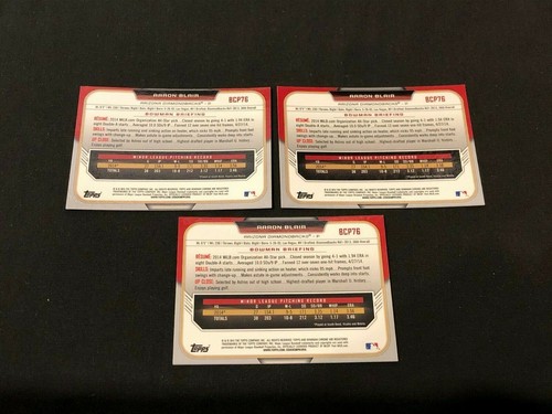 2015 Bowman Chrome Aaron Blair Prospect (BCP76) - Lot of 3x QTY - Picture 2 of 2
