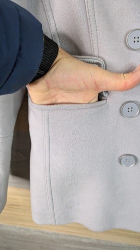 Armani Exchange Erbsenmantel Damen mittelgrau flieder Wollmischung getönt italienischer Stoff - Bild 10 von 21