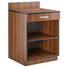 Restaurant Waitress Station with Drawer & Adjustable Shelf in Walnut Laminated