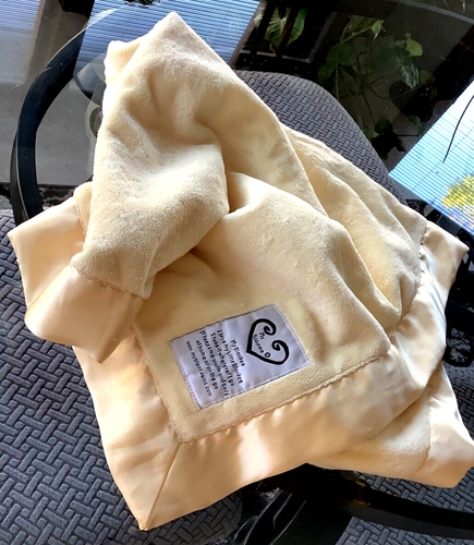 Vintage MY BLANKEE Baby Crib Toddler Security Blanket Velvety Fleecy Soft Yellow - Picture 2 of 10