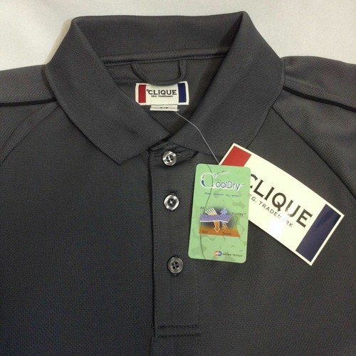 Men's Polo Shirt "CLIQUE" Classic 3 Button MOISTURE CONTROL -Size Small -NWT - Picture 2 of 3