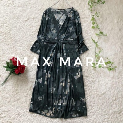 Max Mara Silk Cotton Cache-Coeur Long Dress Mosaic Pattern S   so