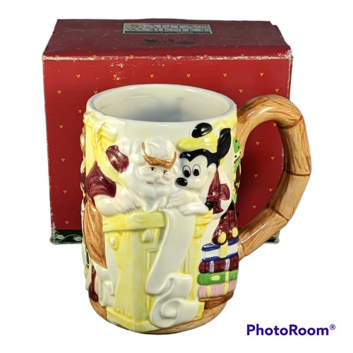 Disney Santa's Mug Workshop Mickey Minnie Christmas Holiday 20 oz Coffee Cup Vtg