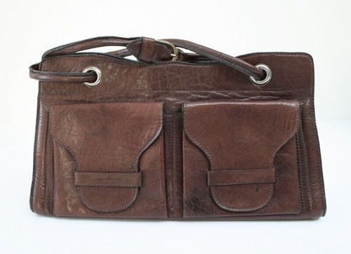 2-Wege Leder Schultertasche/Tragetasche - 1970er Jahre Vintage - Original - braun - groß - Bild 3 von 11