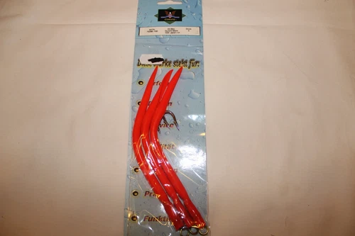 3x GUMMI-MAKK-NORWEGEN-10/0-JAPAN ROT-BEIFÄNGER-17,5 cm