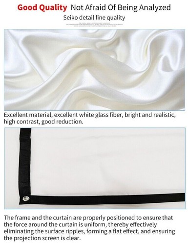 60-100" Projector Screen 16:9 Reflective Fabric Cloth Projection Screen HD UK - Picture 9 of 16