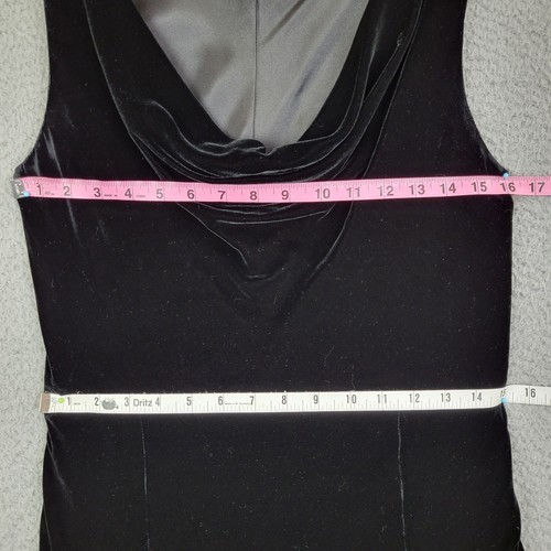Lauren Ralph Lauren dress women 8 black rayon silk velvet sleeveless midi cowl - Picture 12 of 19