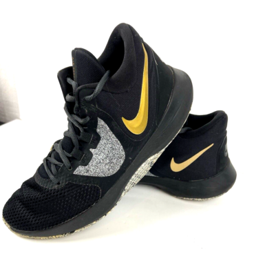 Nike Men\'s Air Precision II  AA7069-090 Black Basketball Sneakers - Size US 10 Nike Air Precision II AA7069-090 Black Gold Basketball Shoes  main image 2