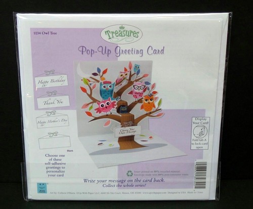 All Occasion Greeting Card 3D Pop Up Owl Tree Treasures Up With Paper - Picture 7 of 7